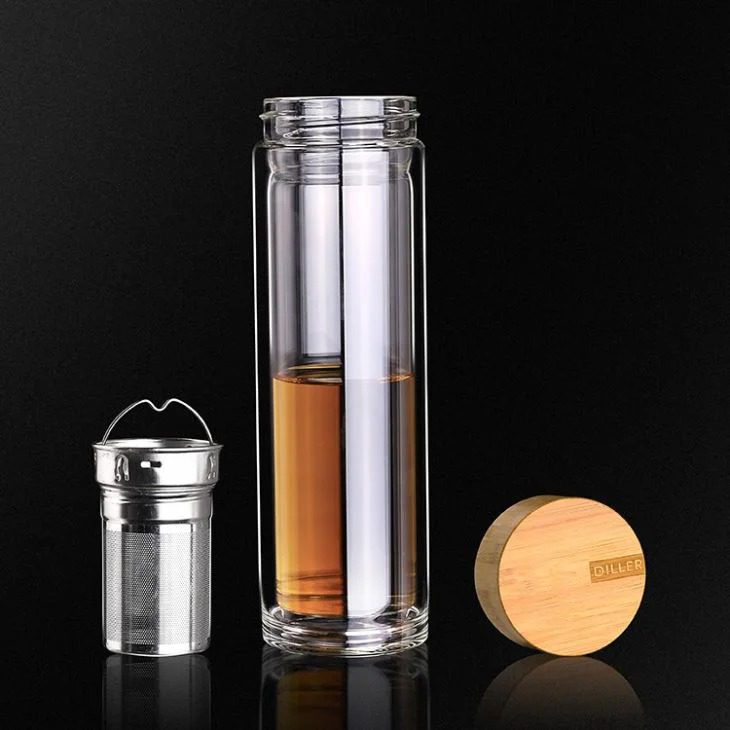 double-wall glass bottle