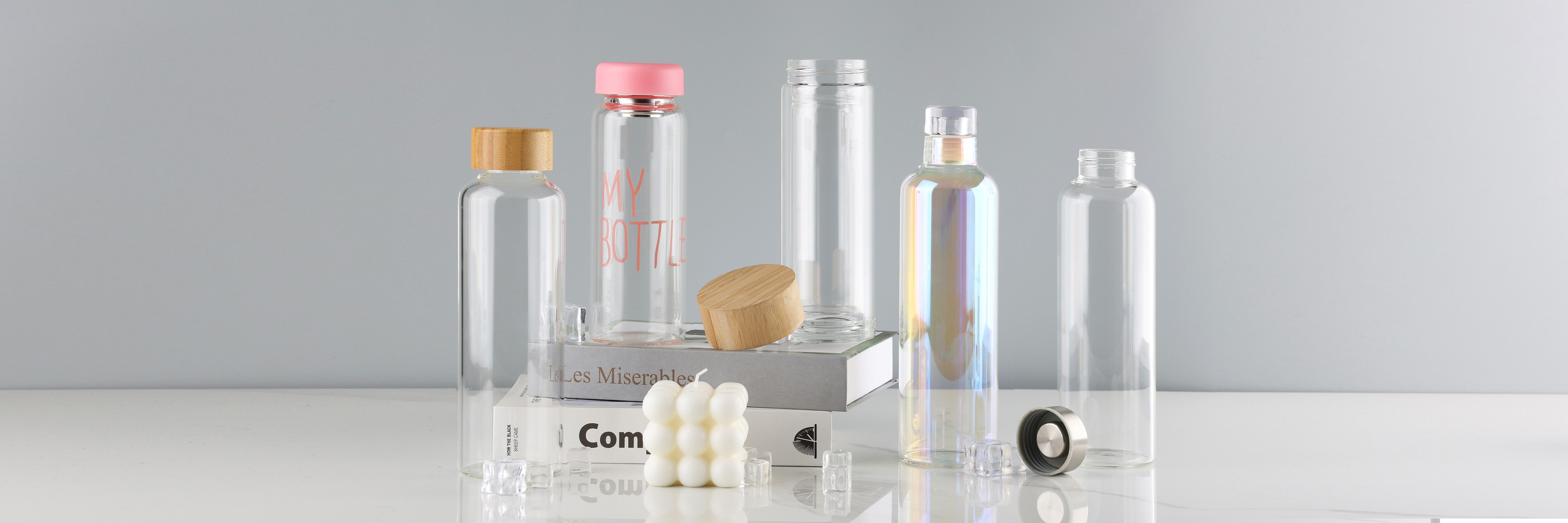 Botellas de agua de vidrio borosilicato