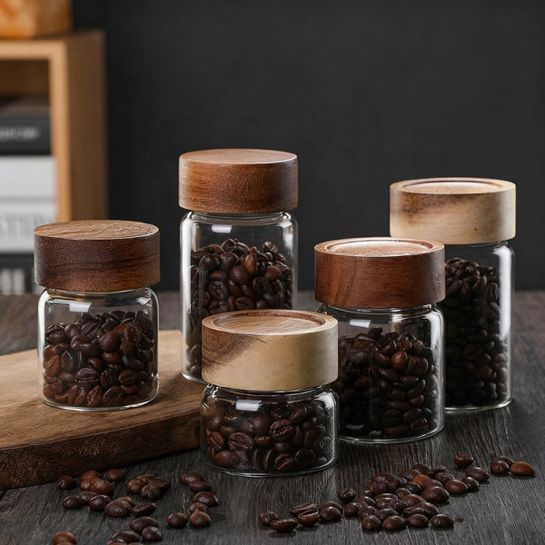 Coffee bean glass jar