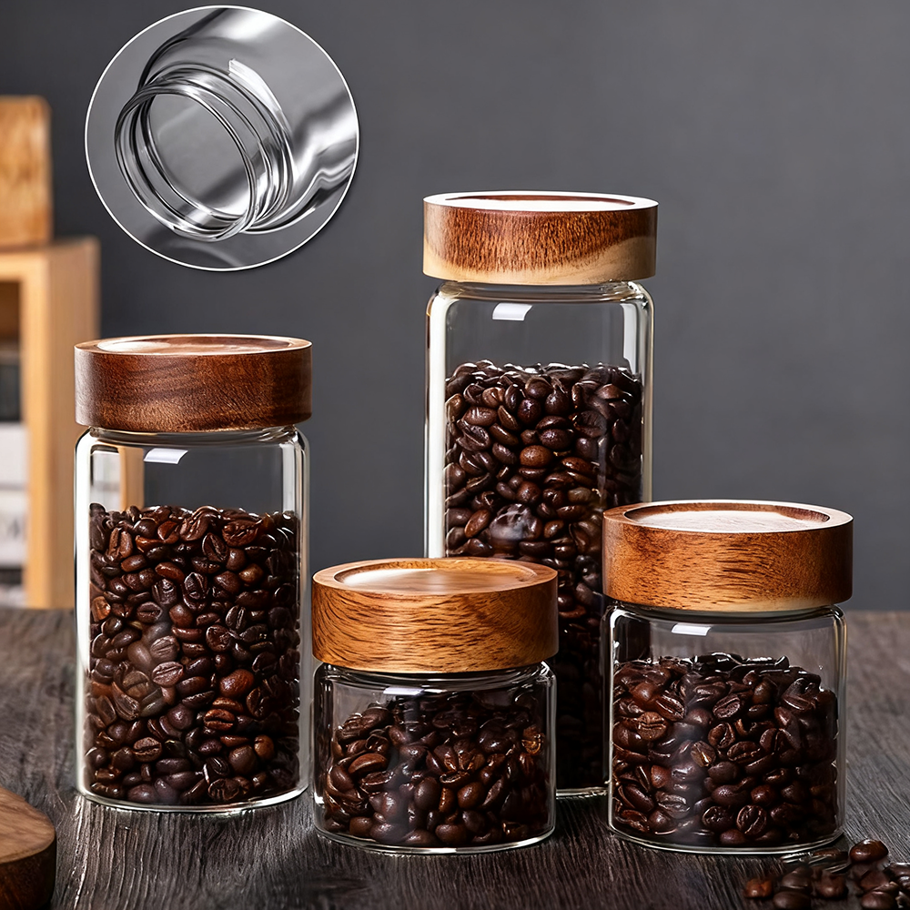 Coffee bean glass jar
