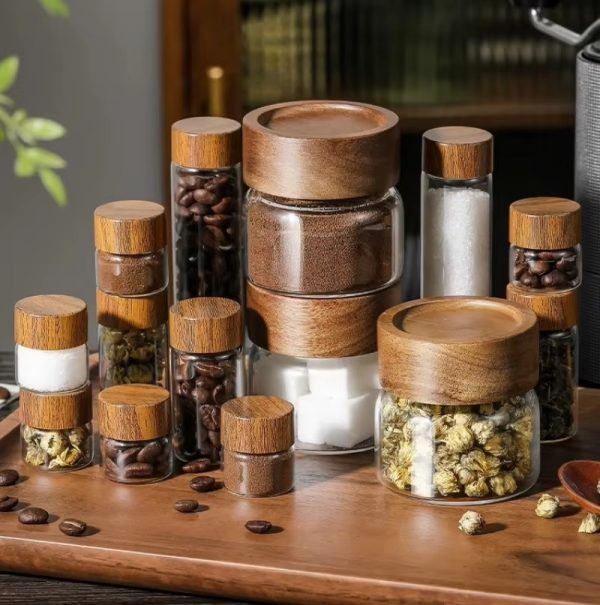 Acacia Wood Lid Glass Jar