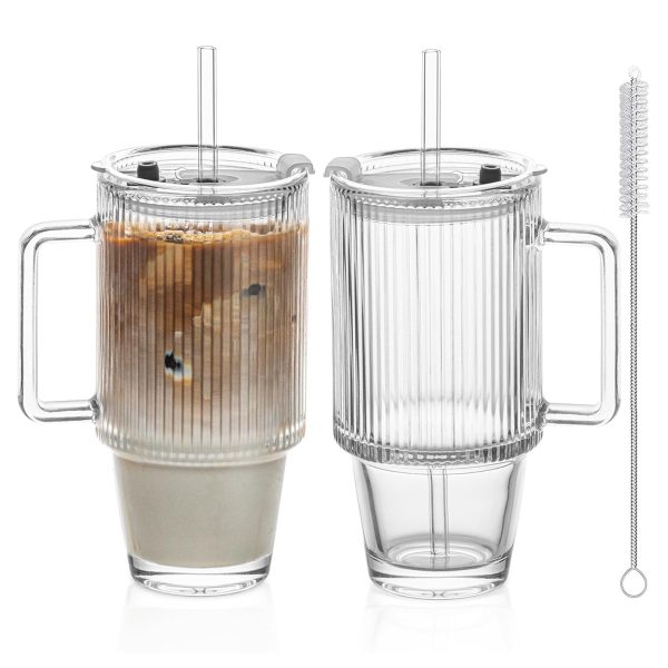 24oz Ribbed Glass Beer Can Cup
