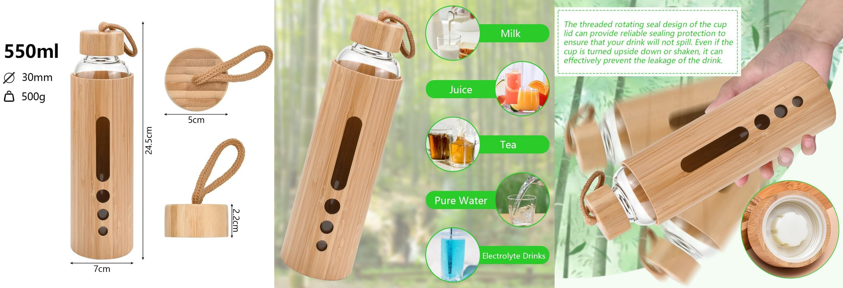Glass Water Bottle