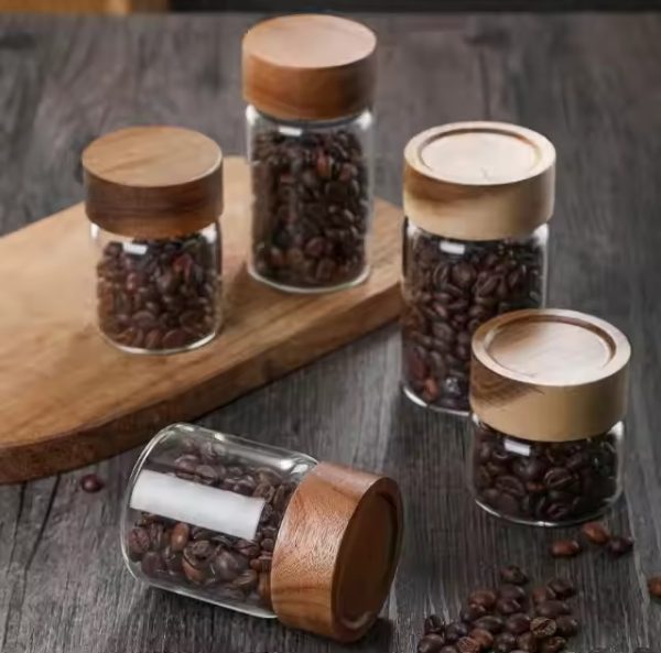Acacia Wood Lid Glass Jar