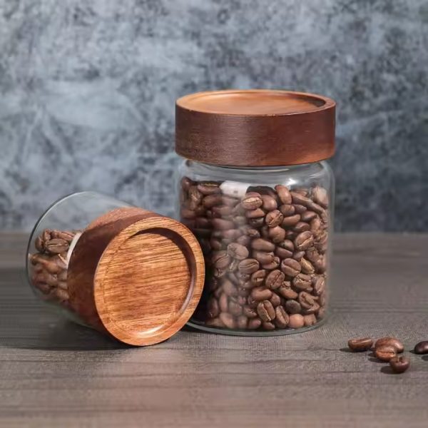Acacia Wood Lid Glass Jar