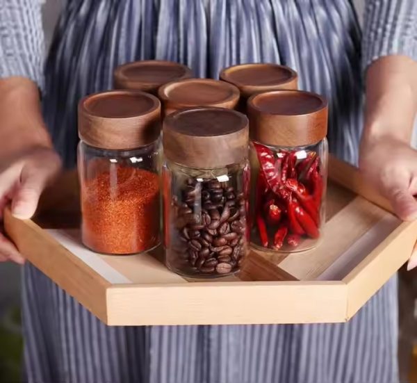 Acacia Wood Lid Glass Jar