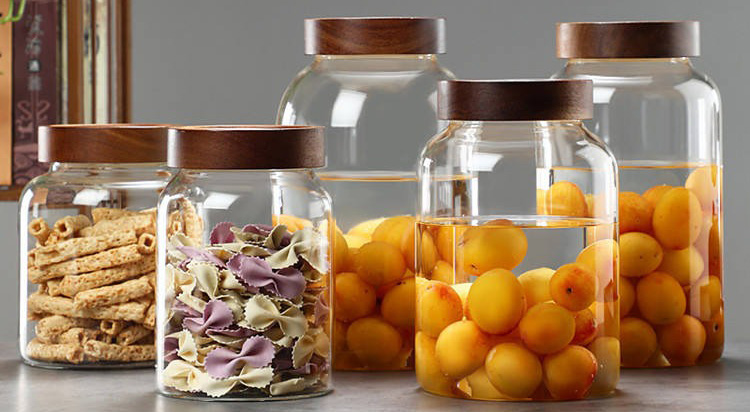 Large-Capacity Acacia Wood Lid Glass Jar