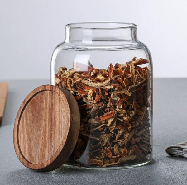 Large-Capacity Acacia Wood Lid Glass Jar