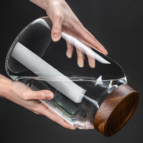 Large-Capacity Acacia Wood Lid Glass Jar