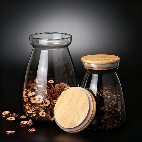 Glass Storage Jars with Wood Lids