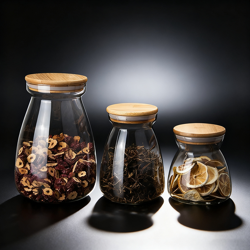 Glass Storage Jars with Wood Lids