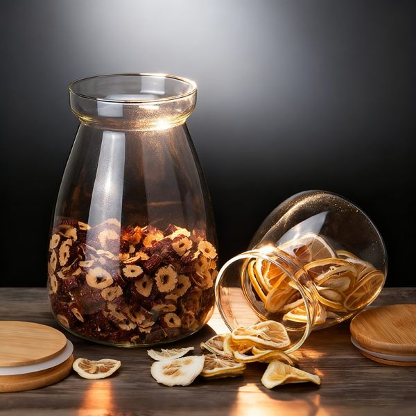 Glass Storage Jars with Wood Lids