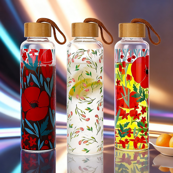 Botella de agua de cristal con logotipo personalizado