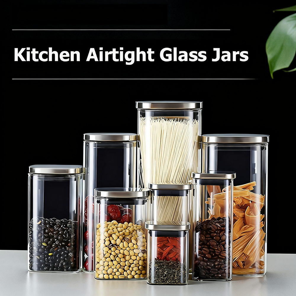 Glass Storage Jars with Stainless Steel Lid