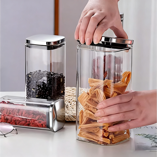 Glass Storage Jars with Stainless Steel Lid
