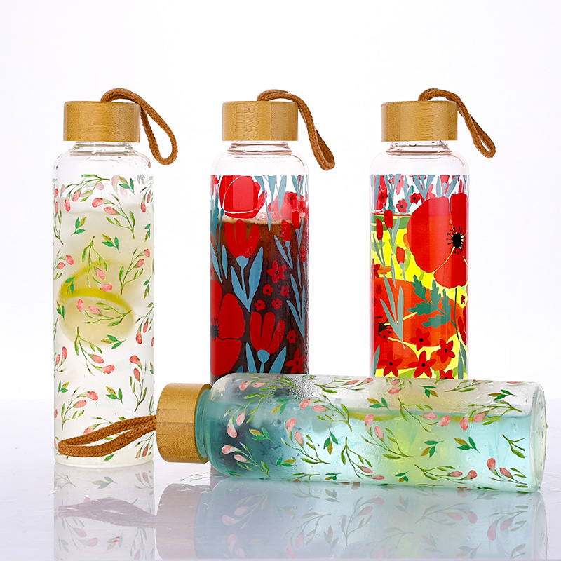 Botella de agua de cristal con logotipo personalizado