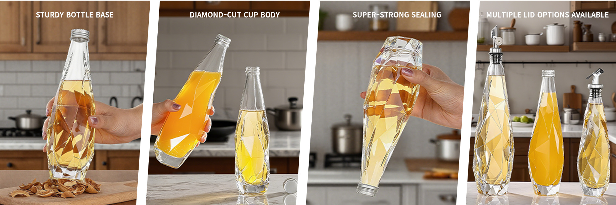 Diamond shape glass bottle (2)