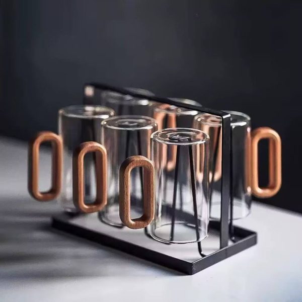 Premium Wood Handle Glass Cup
