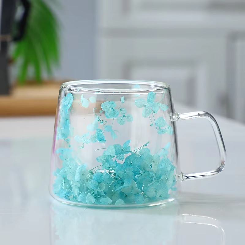 dried flower glass mug