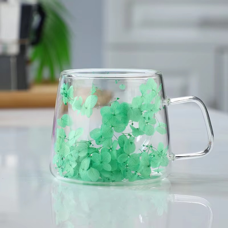 dried flower glass mug