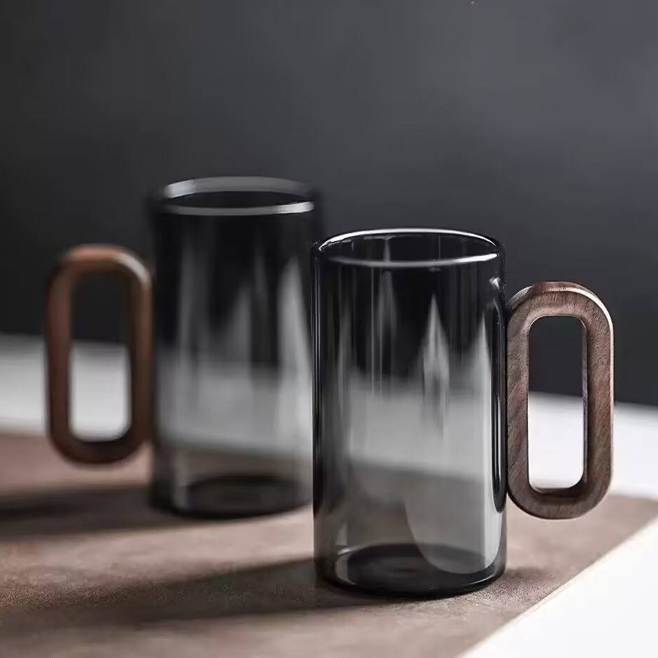 Premium Wood Handle Glass Cup