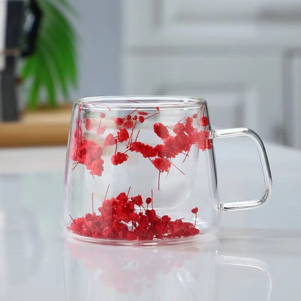dried flower glass mug