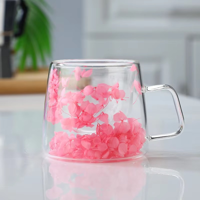 dried flower glass mug