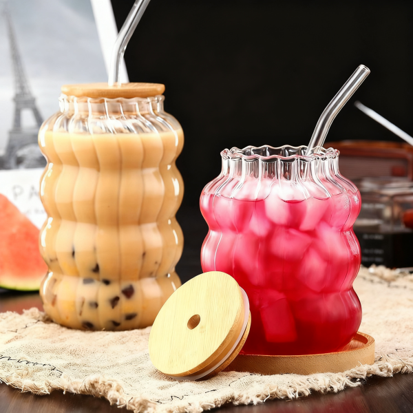 Ribbed Glass Coffee Mug