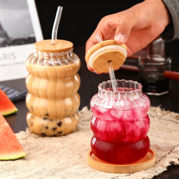 Ribbed Glass Coffee Mug