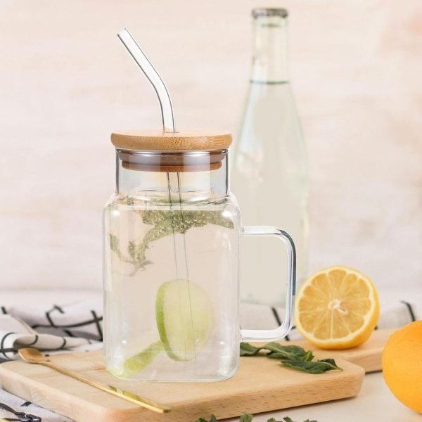 كوب زجاجي خال من مادة BPA قابل لإعادة الاستخدام