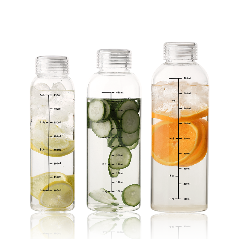 Botella de infusión de vidrio reutilizable y saludable