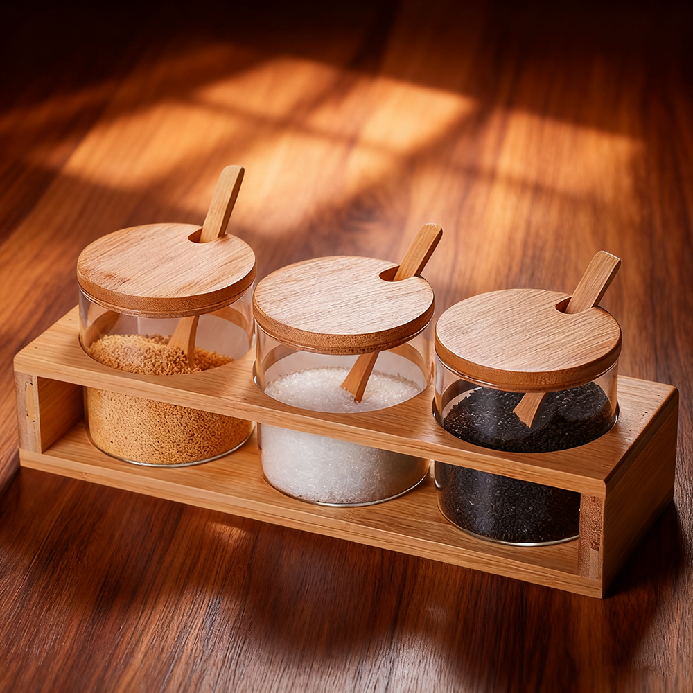 Japanese-style glass spice jars