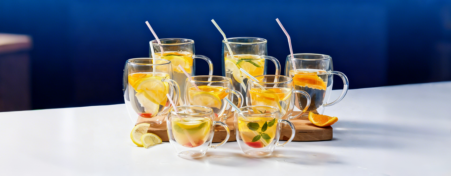 Doppelwandiger Becher aus Borosilikatglas
