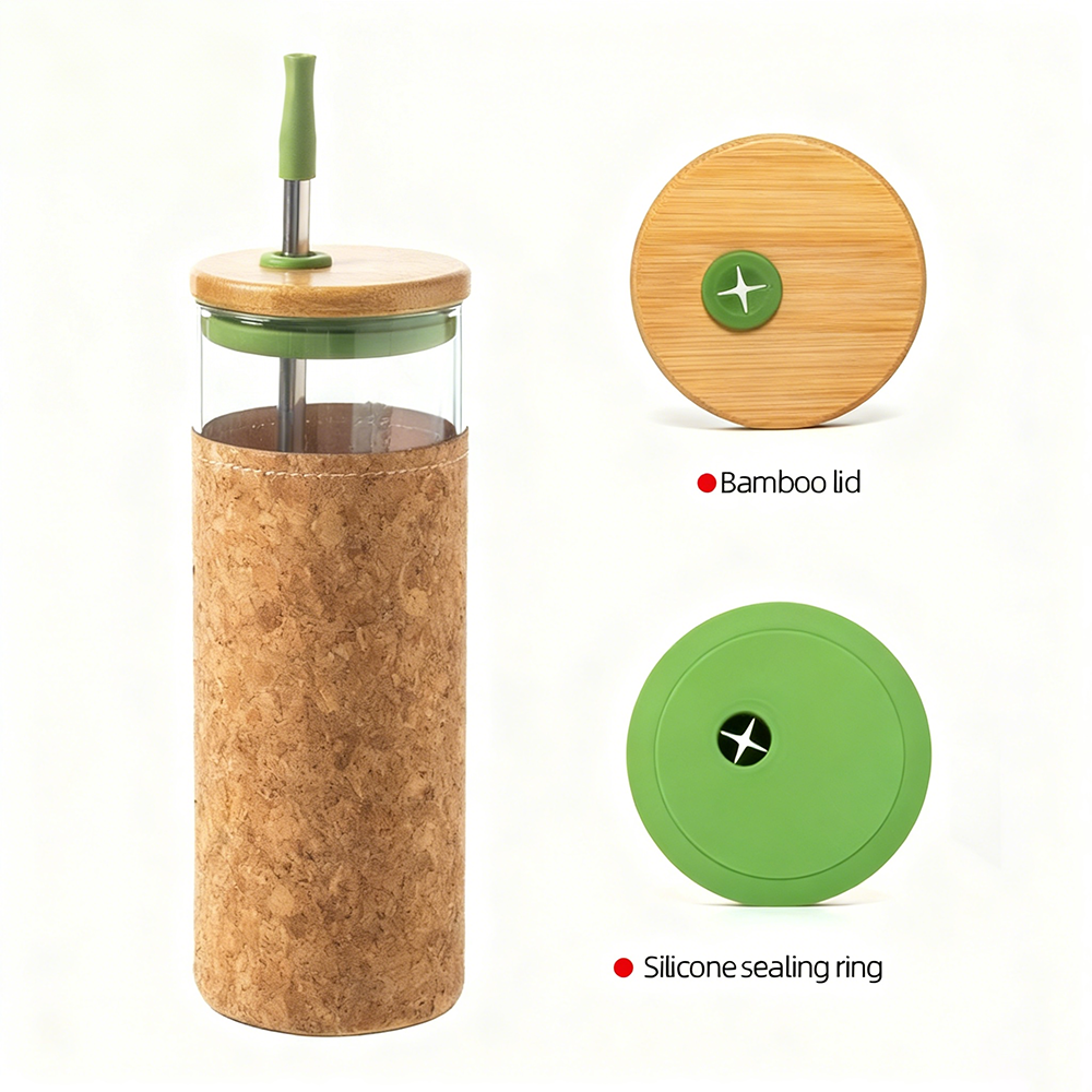 800ml glass tumbler with straw