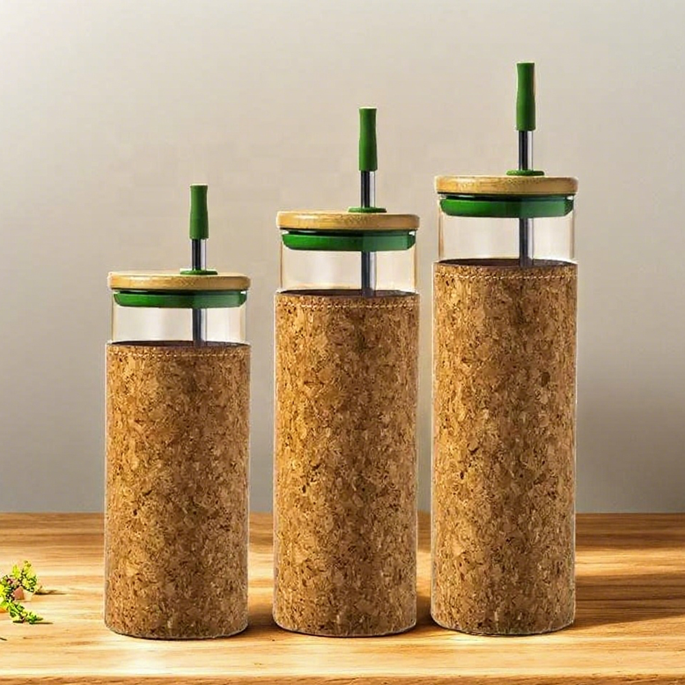 800ml glass tumbler with straw