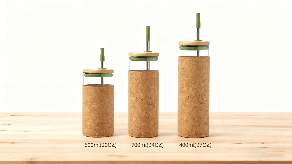 800ml glass tumbler with straw