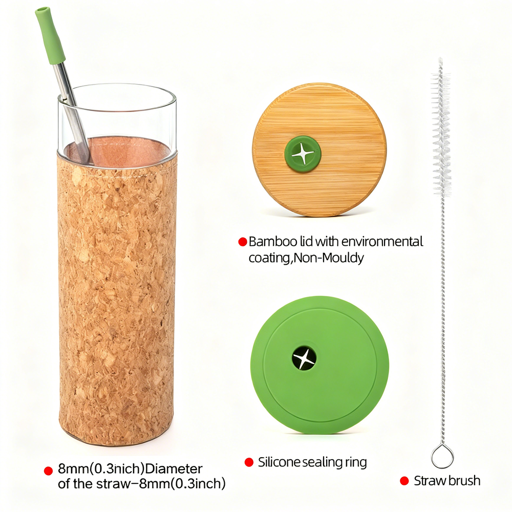 800ml glass tumbler with straw